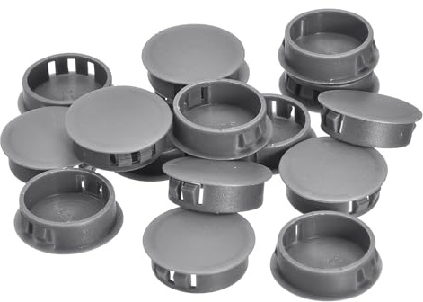 sourcing map 32mm/1.26 Plastic Hole Plugs, 16Pcs Flush Type Panel Round Snap in Fastener Knockout Locking Plugs for Furniture Insert End Caps Panels, Grey