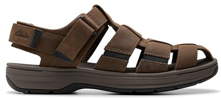 Clarks 261769007, Sandalia Hombre, Dark Brown Lea, 43 EU