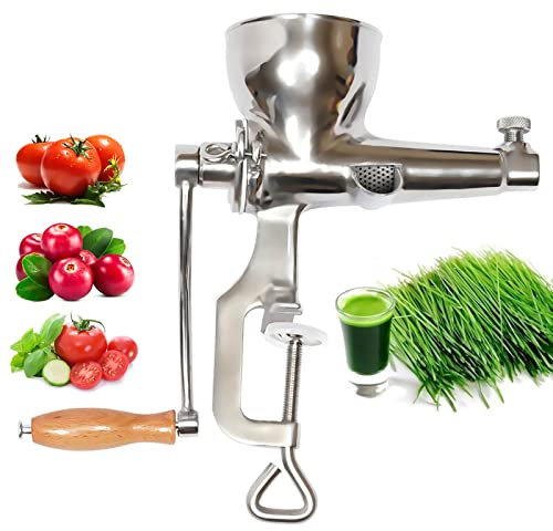 LUNICASHA Exprimidor manual de hierba de trigo, Prensa manual de pasto de trigo, Exprimidor de verduras 304 Acero inoxidable, Exprimidor manual para hierba de trigo y verduras de hoja, LX-2796-1