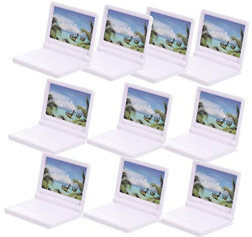 SAFIGLE 10pcs Miniature Laptop Model Plastic Doll House Computer Accessories Folding Notebook DIY Project Micro Landscape Decoration
