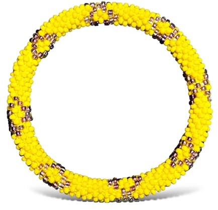 Yvelise Nepalesiskt pärlarmband för kvinnor, handgjort i Nepal, autentiskt, 6,5cm de diamètre intérieur, Glas