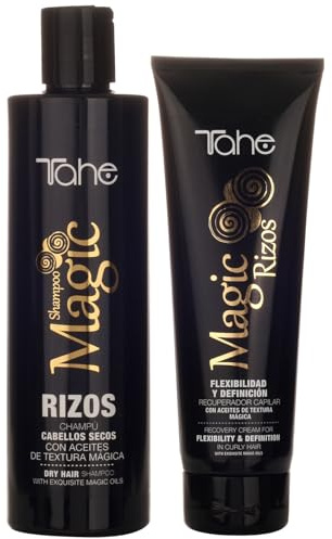 Tahe Pack hidratante Magic Rizos: Champú para cabellos secos 300 Ml + Recuperador capilar 250 Ml