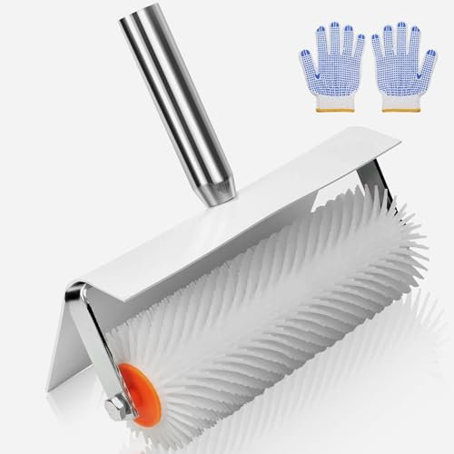 25 cm bleed roller spiked roller compensating compound, with splash guard and handle holder, bleeding roller with 20 mm spikes, compensation mass tool