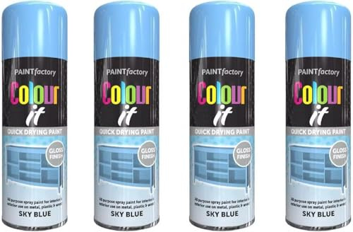 MIXEL Sky Blue Gloss Spray Paint, DIY Projects, Quick-Drying, Easy To Apply, Ideal For Crafts, Furniture, Metal, Plastic, Automotive, Suitable For Indoor And Outdoor Use, 400ml, (4 Pcs)