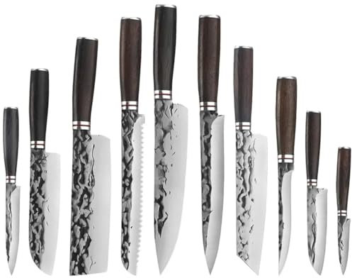 Couteau Santoku for Filet de Poisson, Ensemble de 1 à 10 Couteaux Japonais, Outils de Coupe for Le Chef, for trancher, éplucher, couperet à Viande for Saumon et Sushi(10PCS)