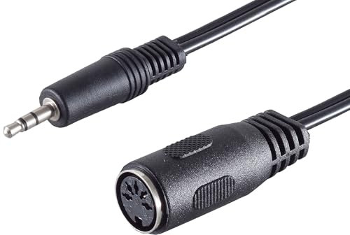 1aTTack.de 1x 0,2m Klinkenstecker 3,5mm Stereo auf 5 pol DIN Würfelbuchse Hochwertiges Audio Adapterkabel Vergossene Stecker Vernickelte Kontakte Perfekt für HiFi Musikinstrumente Studio Equipment