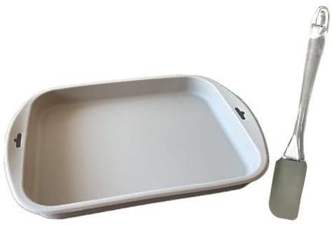 Genérico Pack de 2: Molde de Flan + Espátula 23 cm. Molde de Silicona 25x7,5cm para hacer Flanes y Bizcochos con Formas Bonitas y una Espátula de Silicona para mezclar y servir (Bandeja)
