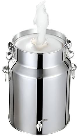 AIZYR Milchkanne Mit Zapfhahn Und Tragegriff Milcheimer Aus Edelstahl Milchkanne Fässer Verschließen Getränkespender Für Milch, Wein Und Öl,5L