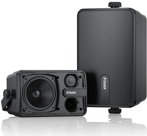 Inwa Cassa Bluetooth da Esterno, Speaker da Parete Attivo-Passivo da 200W, Sistema Audio Stereo Wireless Impermeabile Interno/Esterno con Ingresso Aux (2 Pezzi MZ650, 1 Telecomando, RMS 20W)