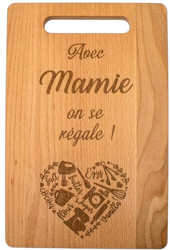 ERNESTINE - Planche à découper Mamie en bois - Idée cadeau fête des grands-mères - Cadeaux fêtes de grand-mère - planche personnalisée pour Mamy - idées Anniversaire retraite Noël pour femme