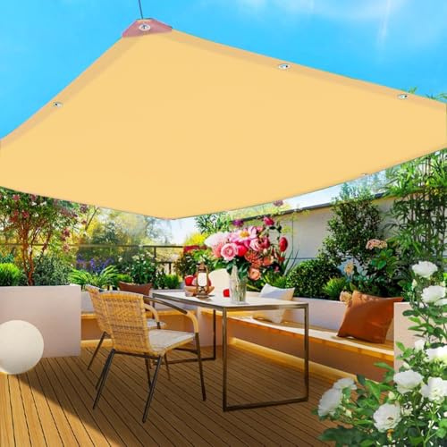 Toile d'ombrage beige 3 x 4 m avec œillets pour terrasse, jardin, pergola, protection UV et intempéries