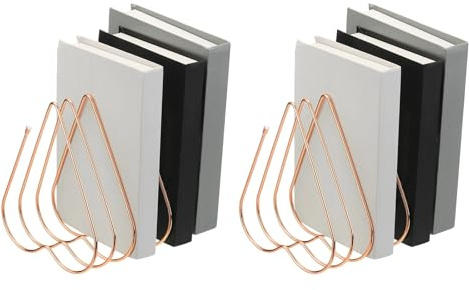 PATIKIL 2 Pcs Folder Organizer Stand, 7 Slot Metal Heart Shaped File Rack File Holder for Desk Magazine Letter Paper Mail Home Office Decor Magazine Letter Paper Mail, Rose Gold