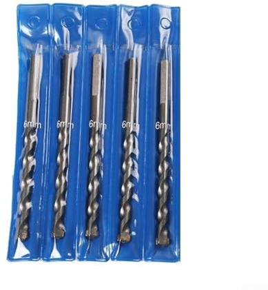 5/6 brocas de mampostería para taladro eléctrico, punta de carburo para perforar ladrillos, hormigón y azulejos (6 mm, 5 piezas)