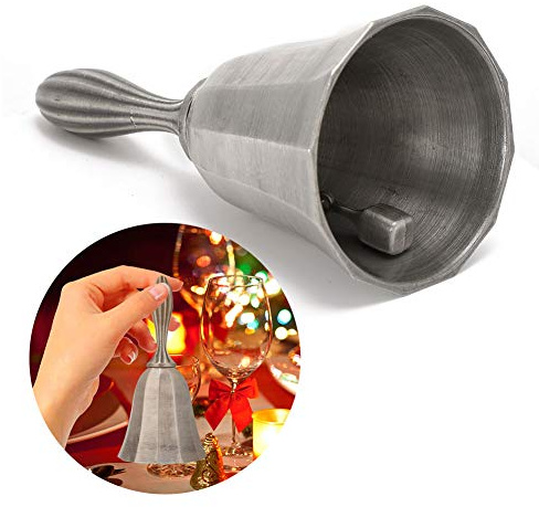 Jelquix Kreativ Handklocka för Barservice med Retrodesign i Gyllene Zinklegering för klass- och Middagspåminnelser (urgammalt tennsilver)