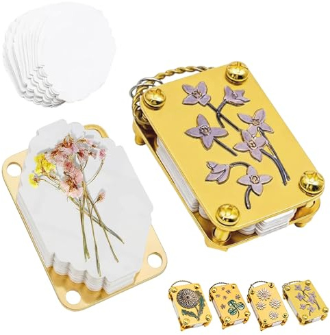 1 set mini pressa per fiori con 20 fogli di carta, mini pressa per fiori per una rapida conservazione dei fiori, kit portatile in miniatura per arti e mestieri, ideale per principianti e amanti della