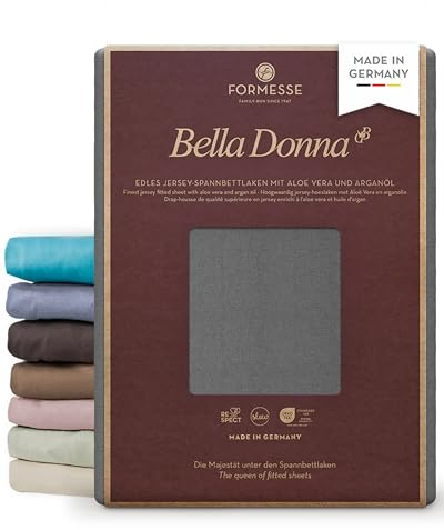 Bella Donna Jersey edles Spannbettlaken: Blickdicht, glatt, kein Pilling | FORMESSE Farbe Hellanthrazit; 120x190-130x220cm, bis 30cm; 97% Baumwollzwirn, 3% Elastan; Aloe vera&Arganöl, intensive Farben