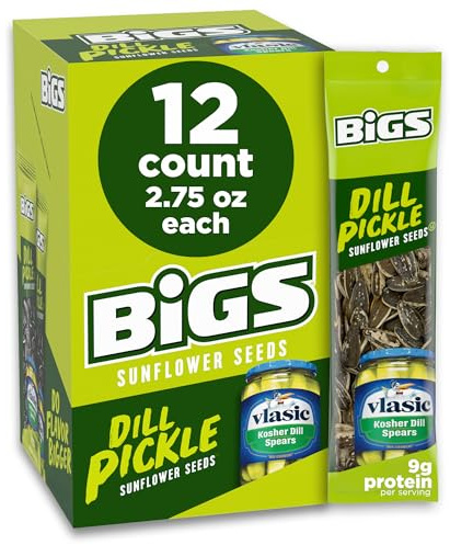 Bigs Vlasic Dill Pickle Flavored Sunflower Seeds 80 g (Pack of 12)