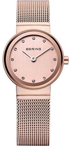 Bering Damen Quarz Uhr | Armbanduhr 22 mm Edelstahlgehäuse und Zifferblatt | Milanaisearmband | Saphierglas | 3 ATM | 10122