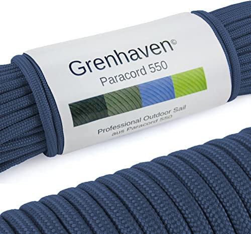 Grenhaven Paracord 31 Metros, Soporta 113 kg, Cuerda de Paracaídas para Kit de Supervivencia, Trenzado Manual de Bricolaje, Camping, Jardinería, 7 Hebras, Diámetro 4mm, NO para Escalar, Azul Oscuro