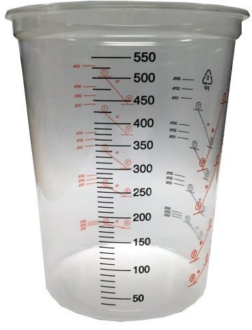 Polycraft 600ml Clear Plastic Mixing Cup - 100pk - No Lid…