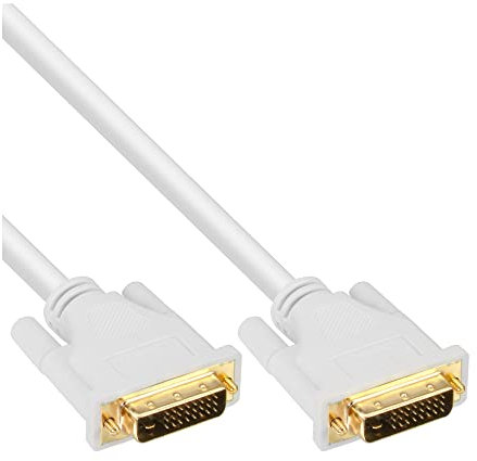 InLine 17775W DVI-D Kabel, digital 24+1 Stecker / Stecker, Dual Link, weiß / gold, 5m