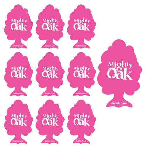 Mighty Oak 10 x Bubblegum Scented Car Air Freshener - Pink, Hanging Paper, 15 sq.m., For Car, Home, Office