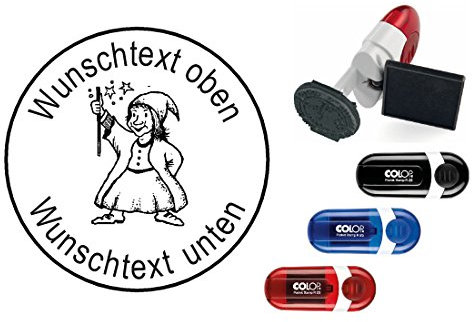 Geocachingstempel ZAUBERER - mit persönlichem Namen - Ø 24 mm