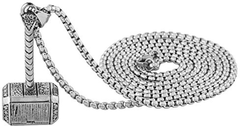 Akitsune Malleum Collar | Colgante con cadena de 90 cm | Mujeres Hombres Martillo Mjolnir Thor Acero Inoxidable - Plata Negro Mate Oro, Acero inoxidable, sin piedra
