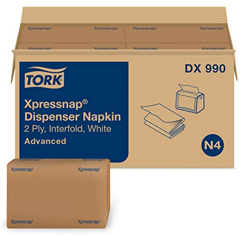 Tork Xpressnap® White Dispenser Napkin N4, Recycled 2-ply, 8.5 x 6.5, 12 x 400 napkins, DX990