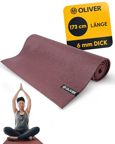 Oliver – Yogamatte Lotau rutschfest & gepolstert – Sportmatte für Yoga, Pilates & Gymnastik – Gymnastikmatte mit 6mm Dicke (173 x 61 cm | Bordeaux)