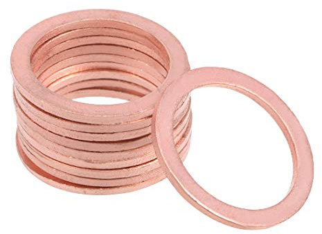sourcing map 10pcs Joint Cuivre 20mm x 26mm x 1.5mm Rondelle plate en cuivre pour boulon à vis