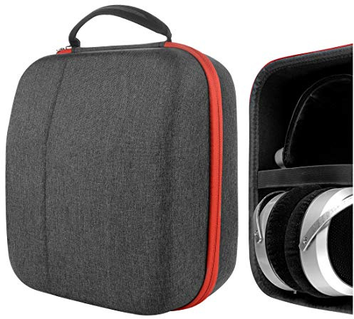 Geekria Shield Étui pour écouteurs supra-auriculaires de grande taille, coque rigide de rechange avec rangement pour câbles, compatible avec les casques HiFiMAN Sundara-C, Grado (gris foncé)