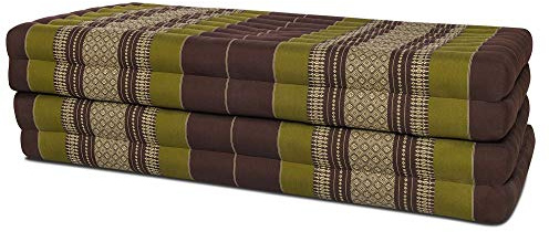 Thai Matte Liege Klappmatratze mit Blütenmuster 200cm x 105cm vierlagig für Thaimassage Yoga oder als Entspannungsmatte Schlaf-Matte - gefüllt mit Kapok
