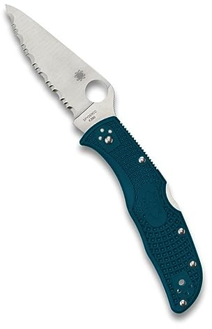 Spyderco Endela C243FSK390 Klappmesser mit Klinge aus K390 Stahl und blauem FRN-Griff, SpyderEdge | Blau, Gesamtlänge 20,5 cm, Klinge aus K390-Stahl, 8,66 cm, FRN-Griff, Heckverriegelung, komplett flach