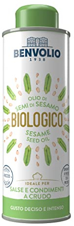Olio di Sesamo Biologico Spremuto a Freddo Crudo - BENVOLIO 1938 | 250 ml - Olio di Sesamo Alimentare per cibo Giapponese cibo Cinese cibo Coreano e Olio Massaggio Professionale Ayurveda SESAME OIL