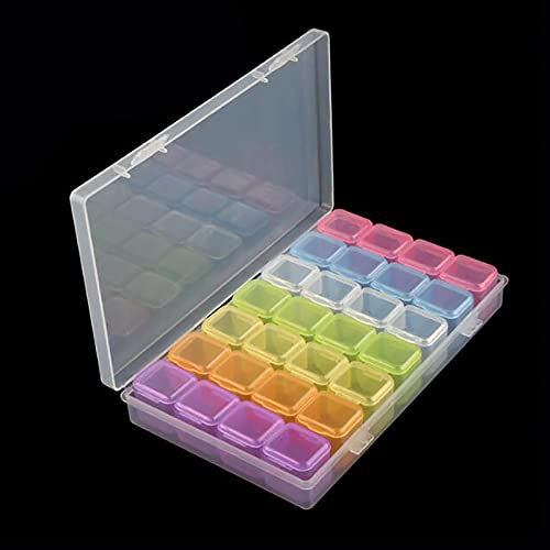 MWOOT 28 Fächer Kunststoff Dosen, Diamant Stickerei Box, Diamant Malerei Nagel Strass DIY Kunst Handwerk Storage Organizer Schmuckschatulle Werkzeugcontainer, Diamond Art Painting Boxes - Bunt