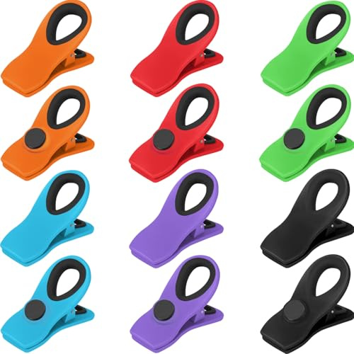 12 Pack Chip Clips, Bag Clips for Food, Magnetic Sealers for Chips and Other Food, Plastic Bag Clip for Kitchen, Fridge, Clothes, Sewing and Artwork (Multi Color)