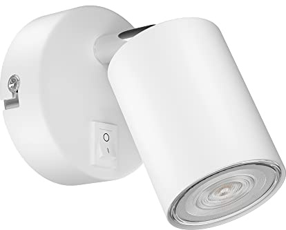 ledscom.de Wall spot WAIKA, Single Light, with Switch, GU10 LED, PAR16, Warm White, 6,05W, 374lm, 70°, 3-Step dimmer