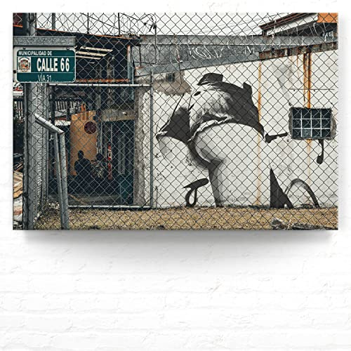 Sexy Banksy XXL Leinwand-Bild für das Schlafzimmer, erotisch, 120x80 cm groß, Street Art Banksy-Style als moderner Kunstdruck zur Wanddekoration. Wandbilder für Wohnzimmer, Büro