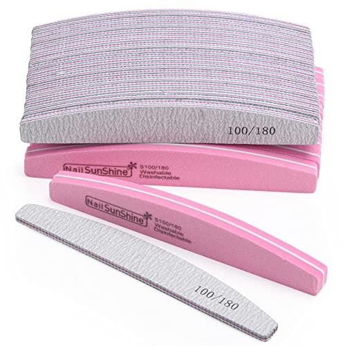 35 Count 100/180 Grit Nail Files and Buffers Kit, Reusable Sanding Buffing Blocks Sponge File Double Sides Emery Boards