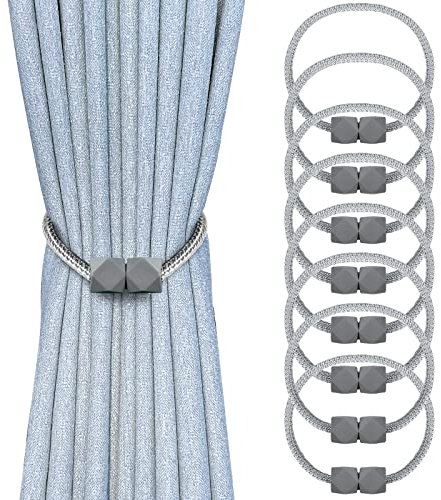 8 Stück Vorhang Raffhalter,Mode Quadrate, Gardinenhalter für Heimdekoration, Büro, Hotel (Grau)