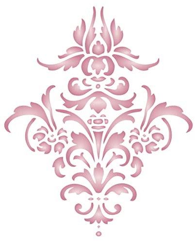 Blume Damast Schablone, 16,5 x 21 cm (L) - Vintage Floral Damast Blumen Allover Tapete Muster Schablonen zum Malen Vorlage