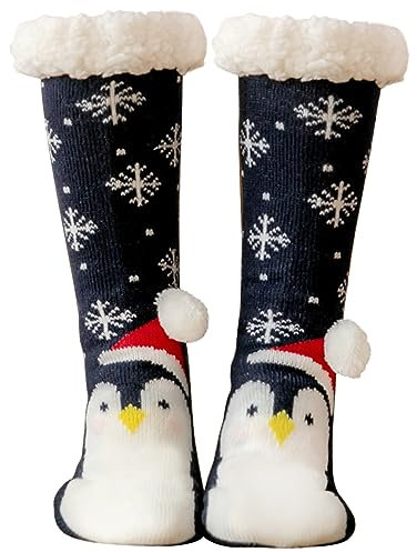 Oneshlee Chausson Chaussette De Noel Femme Homme, Chaussette Chaude Cadeau Adulte, Thermique Antiderapante Personnalisé, Decoration A Suspendre (Manchot)