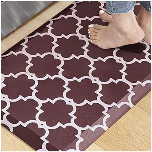 0.47 Pouce Tapis De Sol Anti-Fatigue ， éTanche, sans Glissement, Confortable Tapis De Cuisine en Mousse à MéMoire ， pour Le Bureau du Puits De Maison,Red-17.3×60