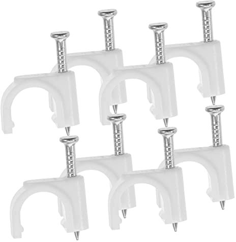 Gadpiparty 500 Stück Netzkabelschnalle Kabelclip Kabelumwicklung Kabelklemmen Aus Kunststoff Nagelclips Klammern Für Koaxialkabel Draht Kabelklammern Mini Schreibtisch Nagel Aus Stahl Weiß