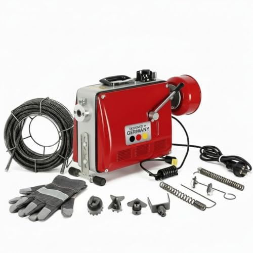 Mucola Rohrreinigungsmaschine mit Ø5mm Ø16mm Spiralen Rohrreinigungsgerät 230V Rohrreiniger mit Zubehör Abflussreiniger elektrisch 500W Pfeifenreiniger
