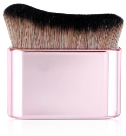 Molain Grand pinceau autobronzant Kabuki pour le corps, pinceaux de maquillage bronzant sans soleil, pinceau de maquillage pour fond de teint, blush, ombre, bronzant (rose doré)