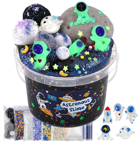 Astronaut Galaxy Slime für Kinder, Schleim Set with Slime Clay, Glow in The Dark Slime Kit für Mädchen & Jungen von 8–12 Jahren, Sensory Spielzeug Schleimpartygeschenk zum Geburtstag Ostern Halloween