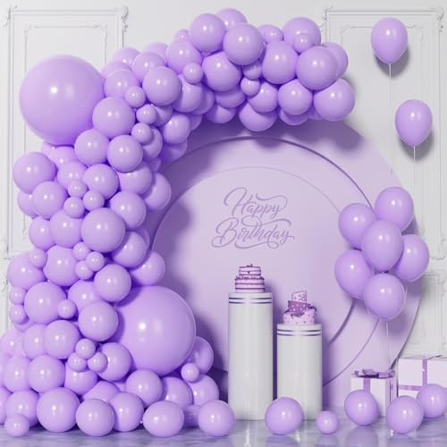 Visun Lila Luftballons, 130 Stück Pastell Ballon Girlanden bogen Set, 5/9/10/12/18 Zoll Macaron Lila Ballon für Frauen Mädchen Jungen Männer Geburtstag Hochzeit Babyparty Party Dekorationen