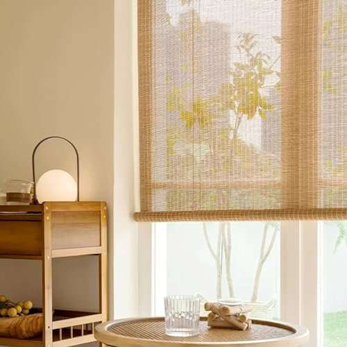 Zhixubah Customizable Bamboo Blind - Blackout Roman Roll Up Window Shade With Lift for Privacy, Outdoor Sun Protection, Natural Anti-UV Partition
